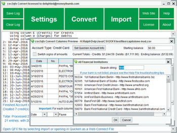 CSV2QFX Convert screenshot