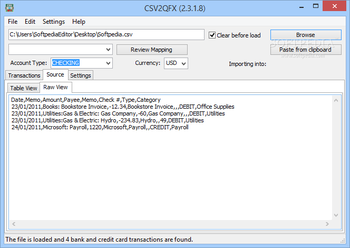 CSV2QFX screenshot 2