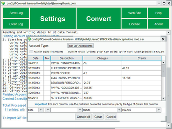 CSV2QIF Convert screenshot