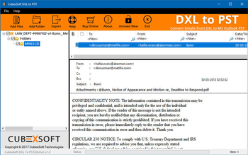 CubexSoft DXL to PST screenshot