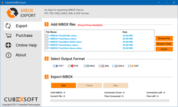CubexSoft MBOX Export screenshot