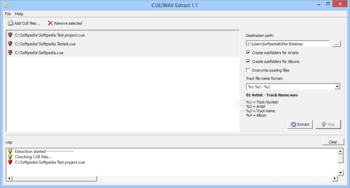 CUE/WAV Extract screenshot
