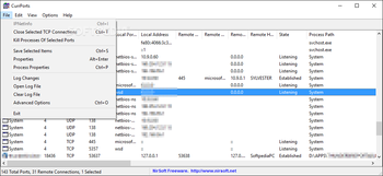 CurrPorts screenshot 2