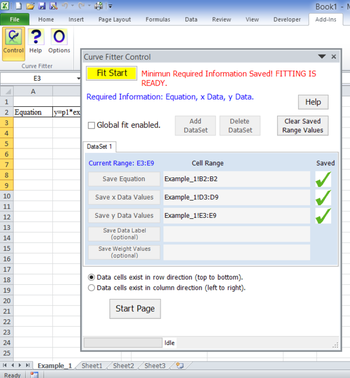 CurveFItter ExcelAddIn screenshot