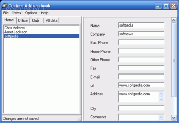 Custom Addressbook Lite screenshot