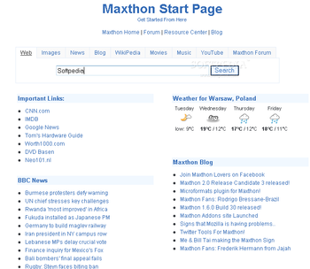 Custom Maxthon Start Page screenshot