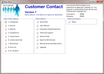 Customer Contact screenshot