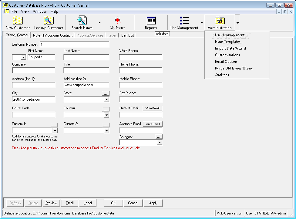 Customer Database Pro Multiuser Download Free with Screenshots and