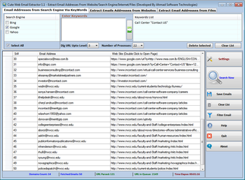 Cute Web Email Address Extractor screenshot