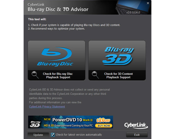 CyberLink BD & 3D Advisor screenshot