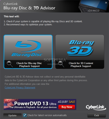 CyberLink Blu-ray Disc & 3D Advisor screenshot