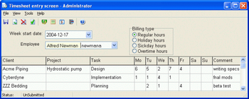 CyberMatrix Timesheets Client/Server screenshot
