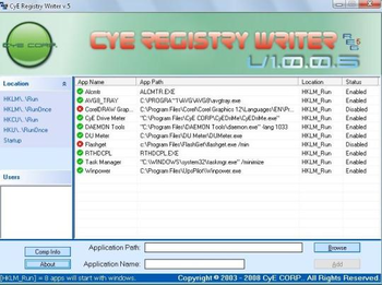 CyE Registry Writer screenshot