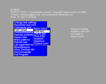 D-test (Display test) screenshot