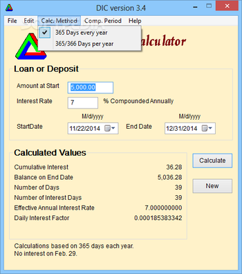 Daily Interest Calculator and Equivalent Interest Rate Calculator screenshot 3