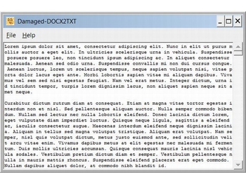 Damaged DOCX2TXT screenshot