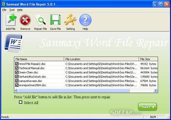 Damaged Word Document Repair Software screenshot 2