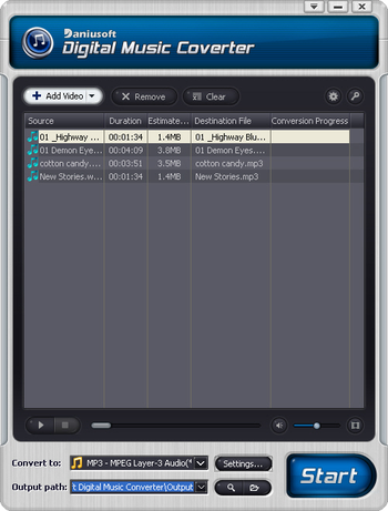 Daniusoft Digital Music Converter screenshot