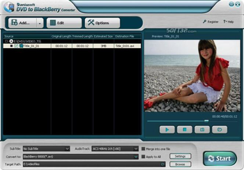 Daniusoft DVD to BlackBerry Converter screenshot