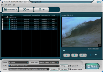 Daniusoft DVD to BlackBerry Converter screenshot