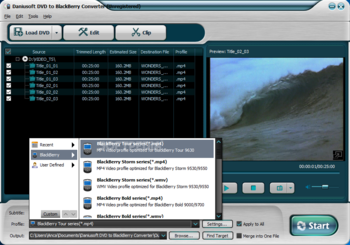 Daniusoft DVD to BlackBerry Converter screenshot 2