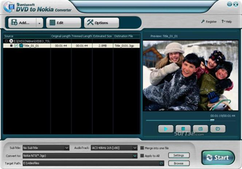 Daniusoft DVD to Nokia Converter screenshot