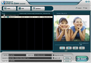 Daniusoft DVD to Zune Converter screenshot