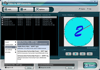 Daniusoft Video to 3GP Converter screenshot 2