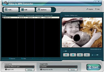Daniusoft Video to MP4 Converter screenshot