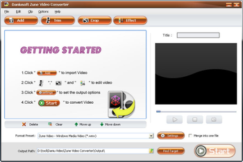 Daniusoft Video to Zune Converter screenshot