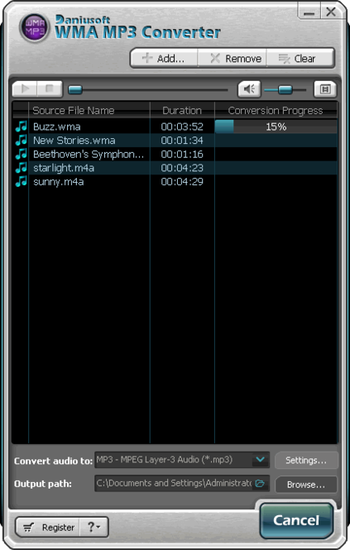 Daniusoft WMA MP3 Converter screenshot