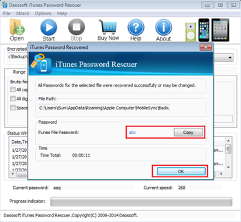Daossoft iTunes Password Rescuer screenshot