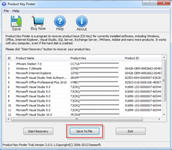 Daossoft Product Key Rescuer screenshot 2
