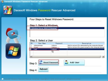 Daossoft Windows Password Rescuer Advanced screenshot 4