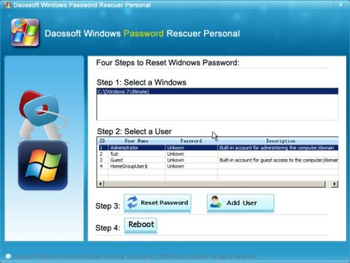 Daossoft Windows Password Rescuer Personal screenshot 4