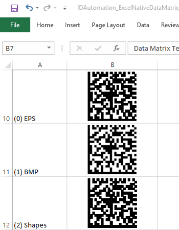 Data Matrix Native Microsoft Excel Barcode Generator screenshot