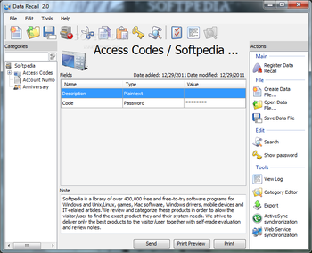 Data Recall screenshot 2