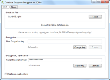 Database Encryptor-Decryptor for SQLite screenshot
