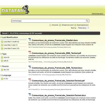 Datafari screenshot