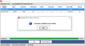 DataHelp OLM to Office365 Wizard screenshot 2