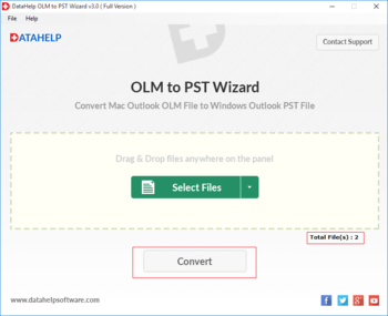 DataHelp OLM to PST Wizard screenshot