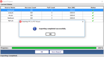 DataHelp PFC to PST Wizard screenshot