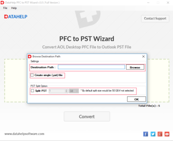 DataHelp PFC to PST Wizard screenshot 5