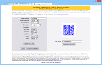 DataMatrix ActiveX screenshot