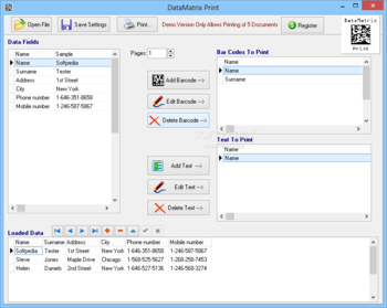 DataMatrix Print screenshot