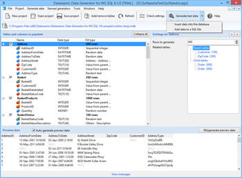 Datanamic Data Generator for MS SQL Server screenshot