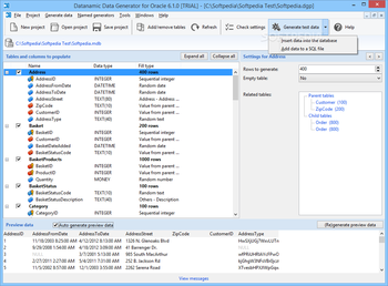 Datanamic Data Generator for Oracle screenshot