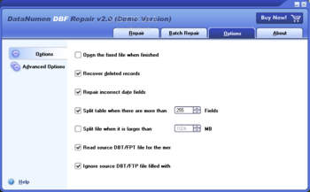 DataNumen DBF Repair (formerly Advanced DBF Repair) screenshot 3