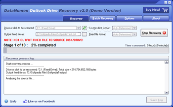 DataNumen Outlook Drive Recovery screenshot