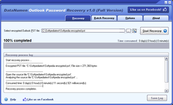 DataNumen Outlook Password Recovery screenshot